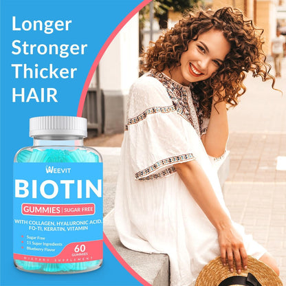 Biotin Gummies, 10,000mcg Biotin and Collagen Supplement for Women and Men