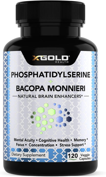 PhosphatidylSerine & Bacopa Monnieri 800 mg - Mental Focus Supplement (120 Vegetarian Capsules)