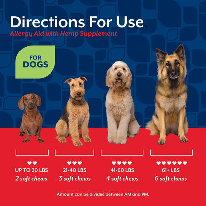 NaturVet Hemp Allergy Aid Supplement for Dogs - Antioxidant & Omega Soft Chews, 60 Count
