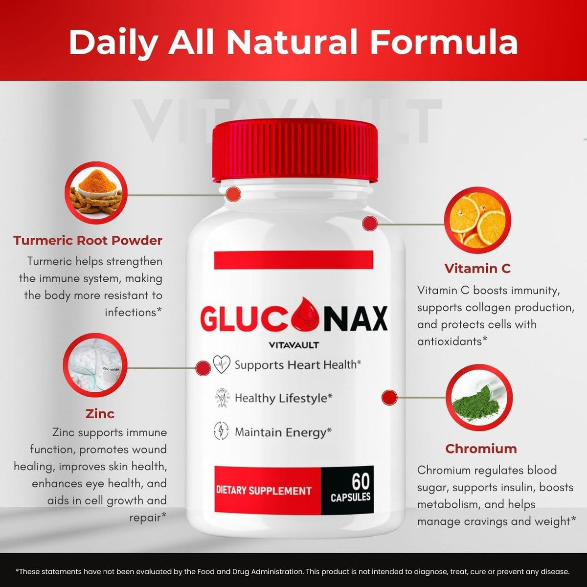 Vitavault Gluconax Capsules - Maximum Strength Support Supplement (60 Capsules) - görsel 6