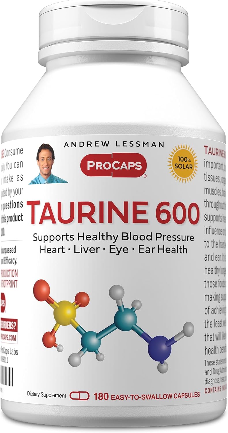 ANDREW LESSMAN Taurine 600 mg, 60 Capsules – Pure Amino Acid Supplement for Cardiovascular and Cellular Health - görsel 9