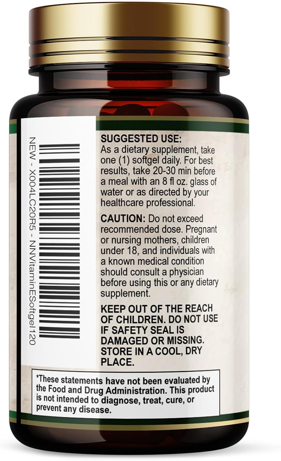 Vitamin E 180mg Per Serving – dl-Alpha Tocopherol Antioxidant Supplement, Non-GMO & Gluten-free – 120 Soft gel capsules - görsel 8