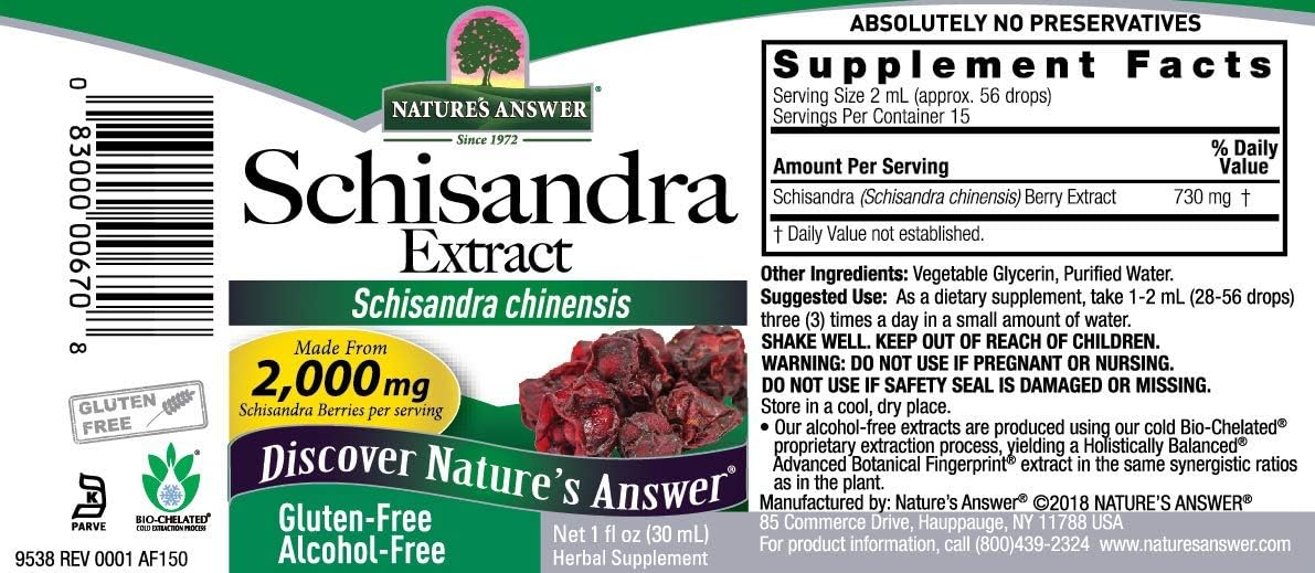 Nature's Answer Schisandra Berry Extract - Alcohol-Free, Gluten-Free Stress and Fatigue Support - görsel 2