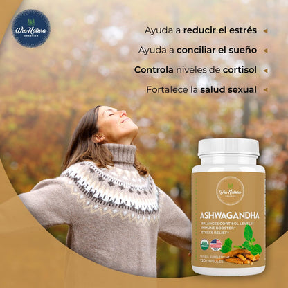 Organic Ashwagandha Capsules 1000mg | Herbal Supplement - 120 Capsules