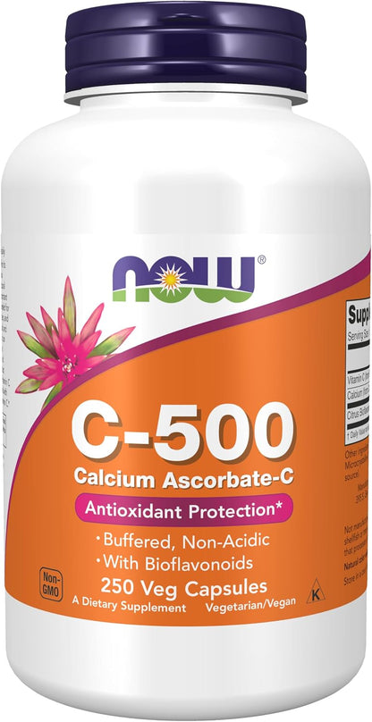 NOW Foods Vitamin C-500 Calcium Ascorbate, Antioxidant Support, 100 Veg Capsules