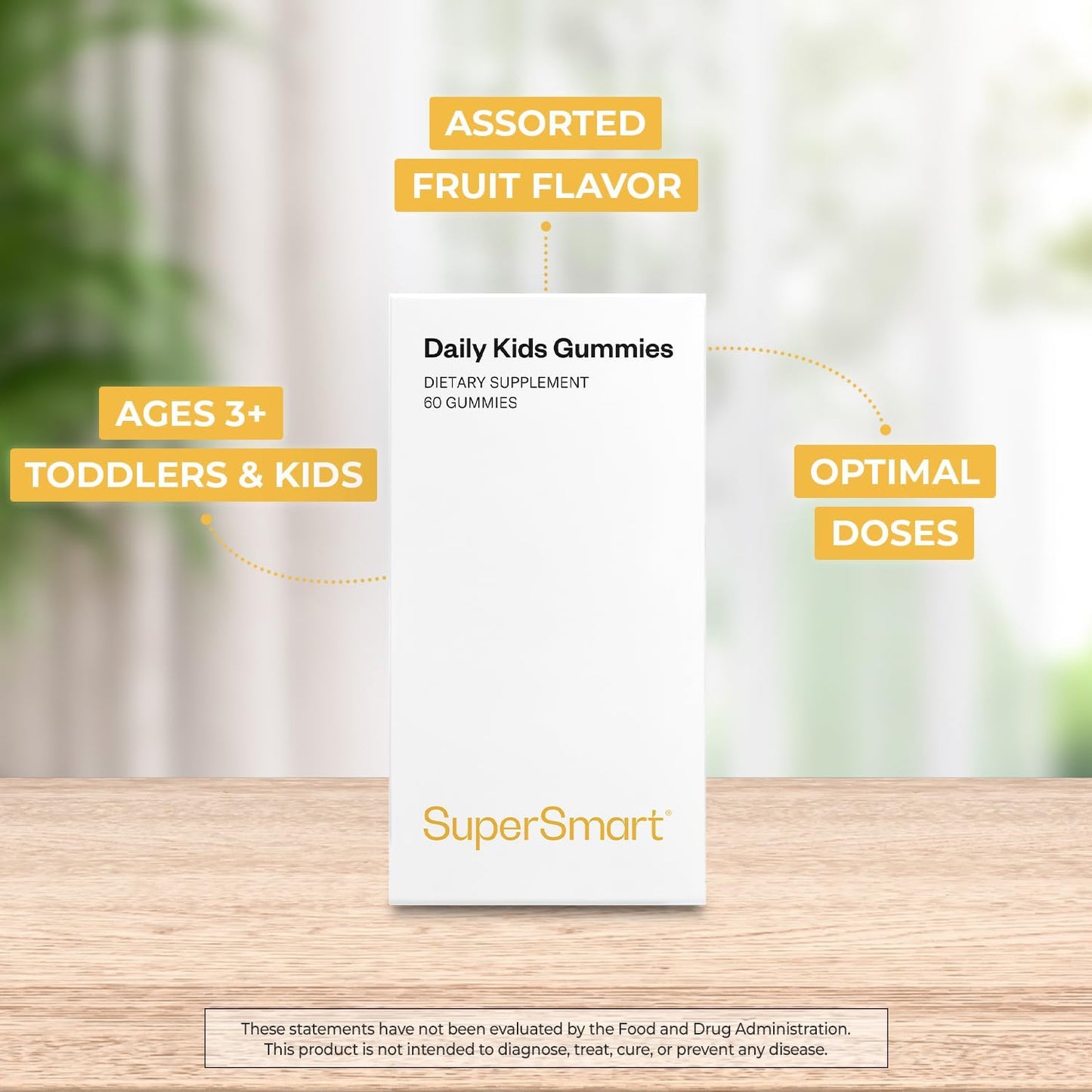Supersmart Sugar-Free Kids Multivitamin Gummies – Assorted Fruit Flavours with Omega-3, Vitamin D3, and 16 Nutrients (60 Gummies) - görsel 2