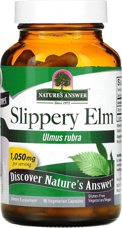 Nature's Answer Slippery Elm – Super Concentrated Herbal Supplement for Digestive Support and Healthy Hair & Skin – 90 Capsules