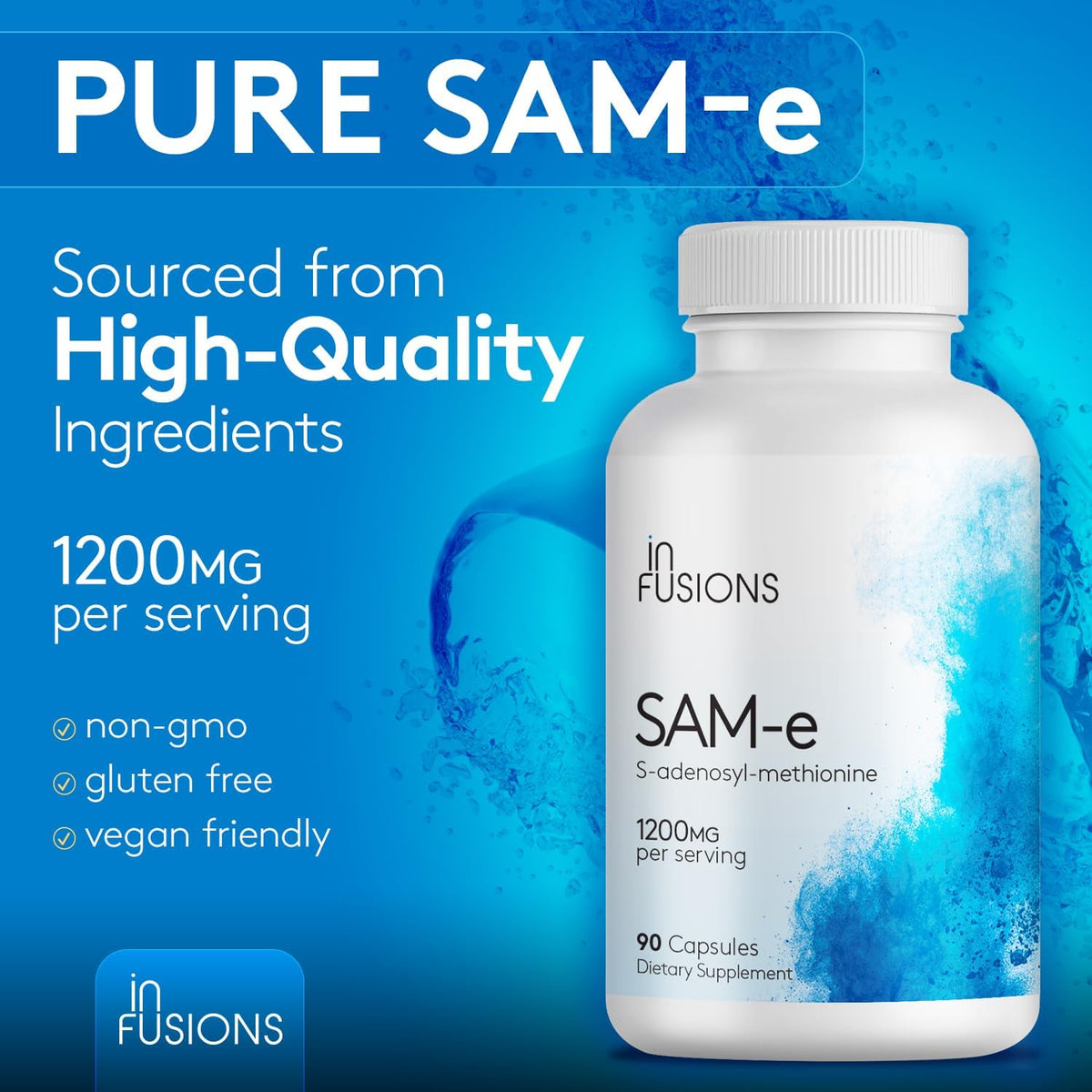 Infusions Maximum Strength Pure SAM-e 1200mg, 90 Vegetable Capsules - görsel 4