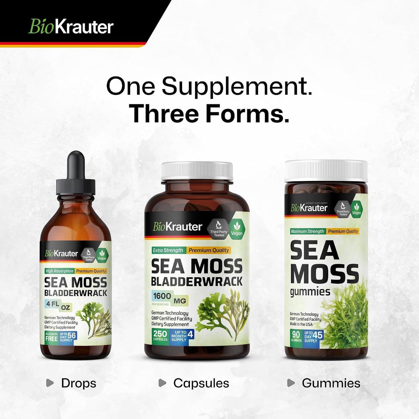 BIO KRAUTER 2-in-1 Sea Moss & Bladderwrack Drops – Vegan Liquid Supplement for Daily Wellness, 120ml - görsel 8