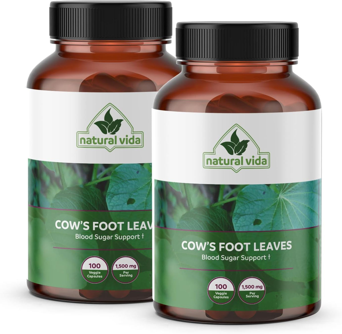 Natural Vida Pata de Vaca - Cow's Foot Leaves - 100 Vegan Capsules - 1,500mg Herbal Food Supplement - görsel 3