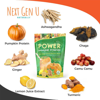 Immune Support – Supplement Powder 150g – Superfood Booster for Adults – Natural Immunity Defence – Daily Drink Mix for Women & Men – Plant Based, Vegan & Gluten-free Smoothie Boost by NextGenU