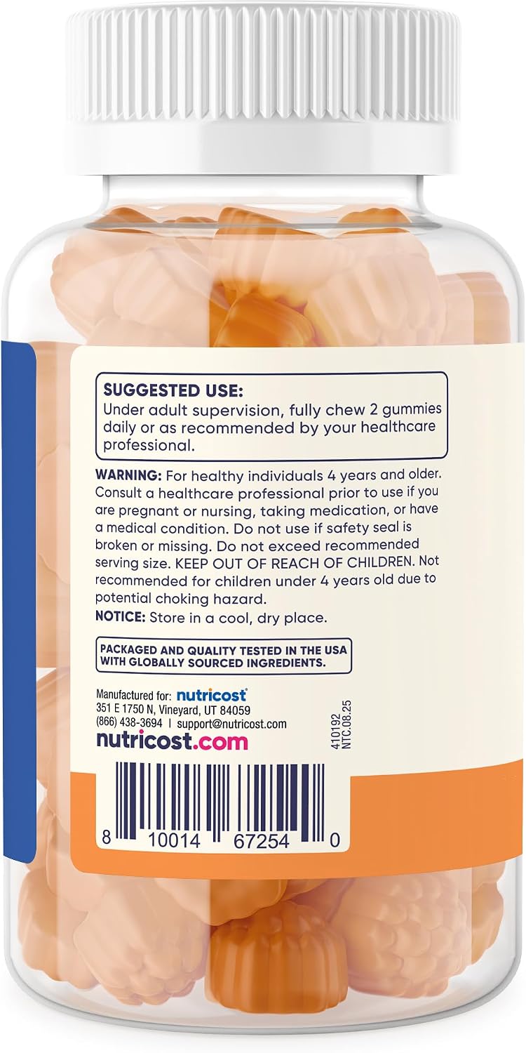 Nutricost Kids Vitamin C Gummies (250mg), 120 Gummies - Natural Flavours, Natural Colours, Gluten-free, No Corn Syrup, 60 Servings - görsel 4