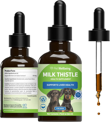 Pet Wellbeing Milk Thistle for Dogs – Organic Liver Support Liquid, 60 ml