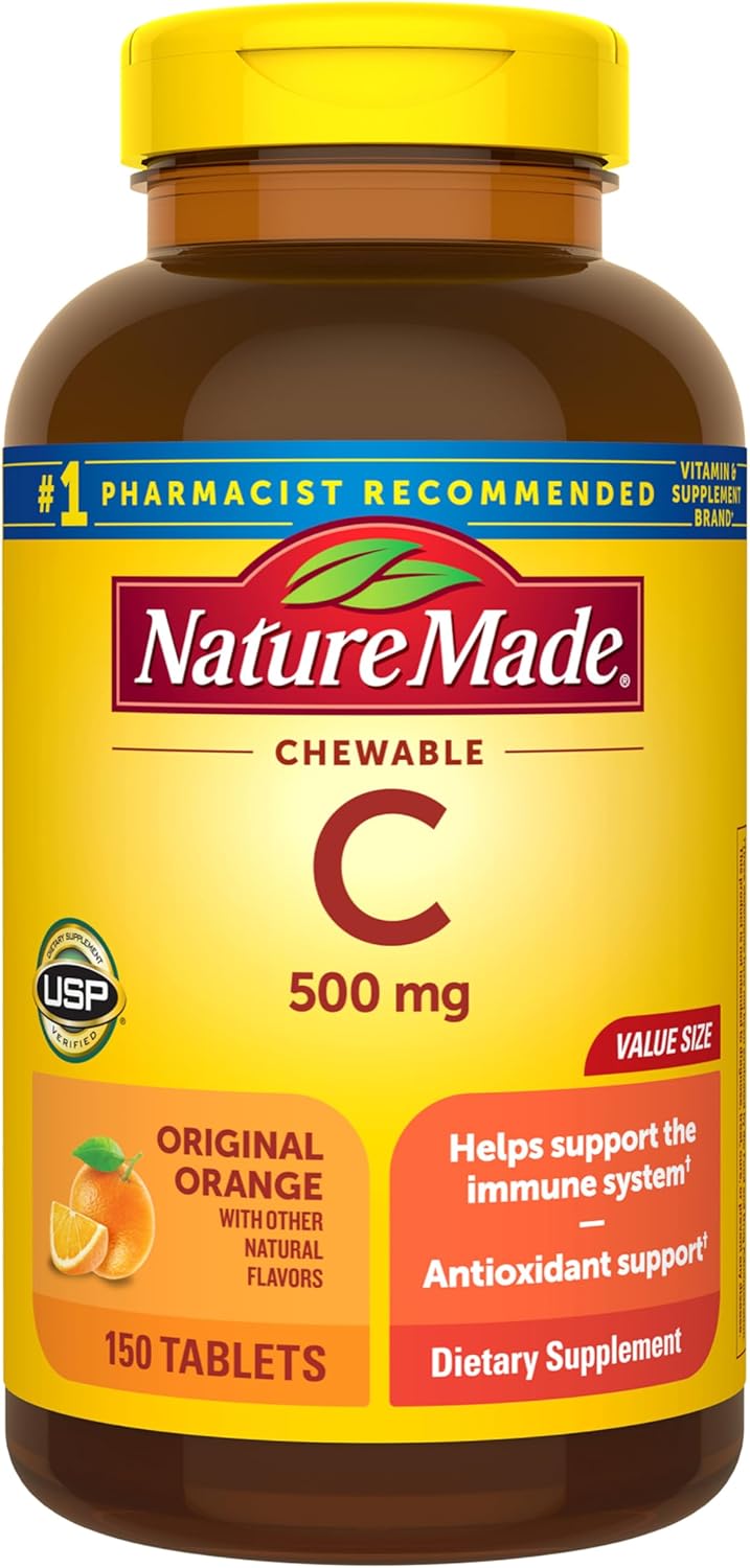 Nature Made Vitamin C 500 mg Chewable Tablets, Orange Flavour - Pack of 4 (240 Tablets) - görsel 6