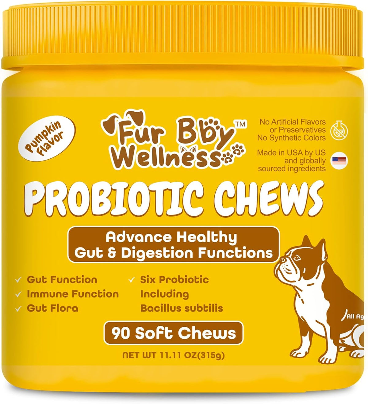 Vet Strength Probiotics for Dogs - Fast Relief for Diarrhoea, Gas & Upset Stomach - Maximum Gut, Immune & Allergy Support - Pumpkin Flavour Soft Chews for All Breeds, 90 Count - görsel 1