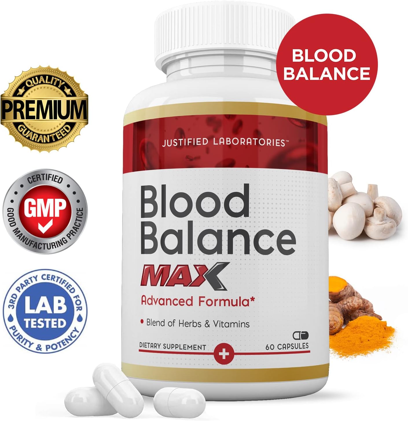 Justified Laboratories Blood Balance Max – Advanced Circulatory Support with Herbs & Vitamins (60 Capsules, Pack of 2) - görsel 2