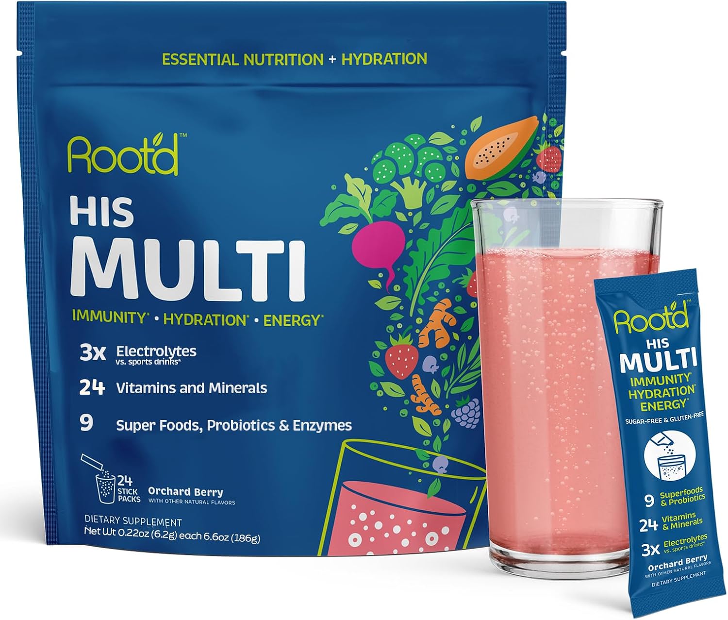 Root'd Multivitamin Powder with 3X Electrolytes for Women - 24 Sachets - görsel 2