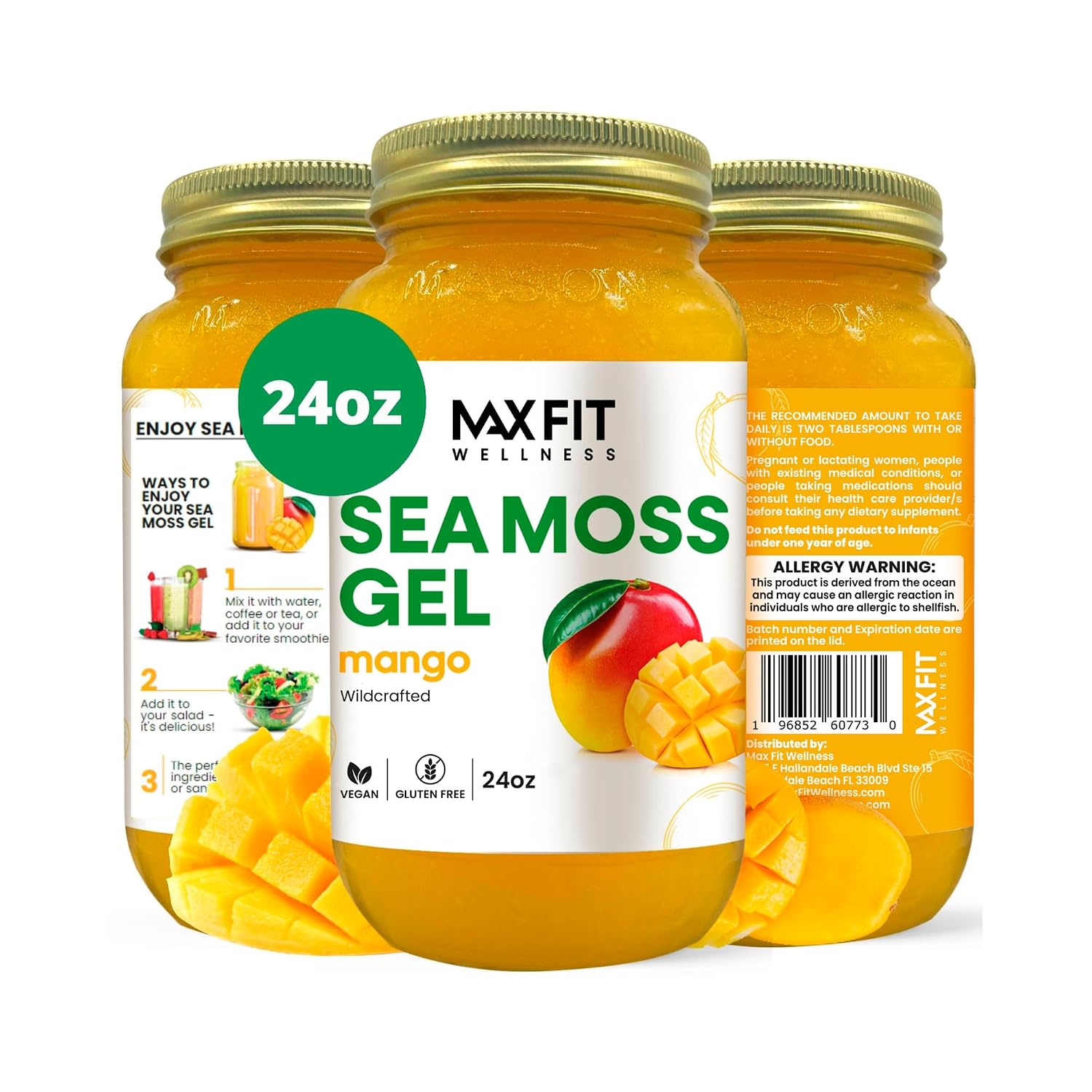 Sea Moss Gel Raw (12 Flavours) 710ml Wildcrafted Gold Sea Moss Gel from Saint Lucia | 92 Vitamins and Minerals | Pure Raw+Non-GM | Vegan Superfood - görsel 1