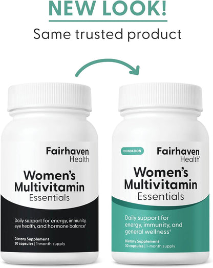 Fairhaven Health Women's Multivitamin Essentials | Once Daily Multivitamin for Women | Vegan, Gluten-free | 30 Capsules