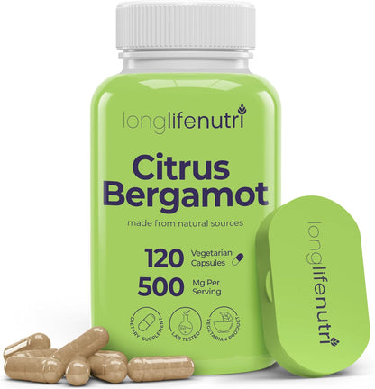 LongLifeNutri Citrus Bergamot Extract 500 mg – 120 Vegetarian Capsules (4-Month Supply)