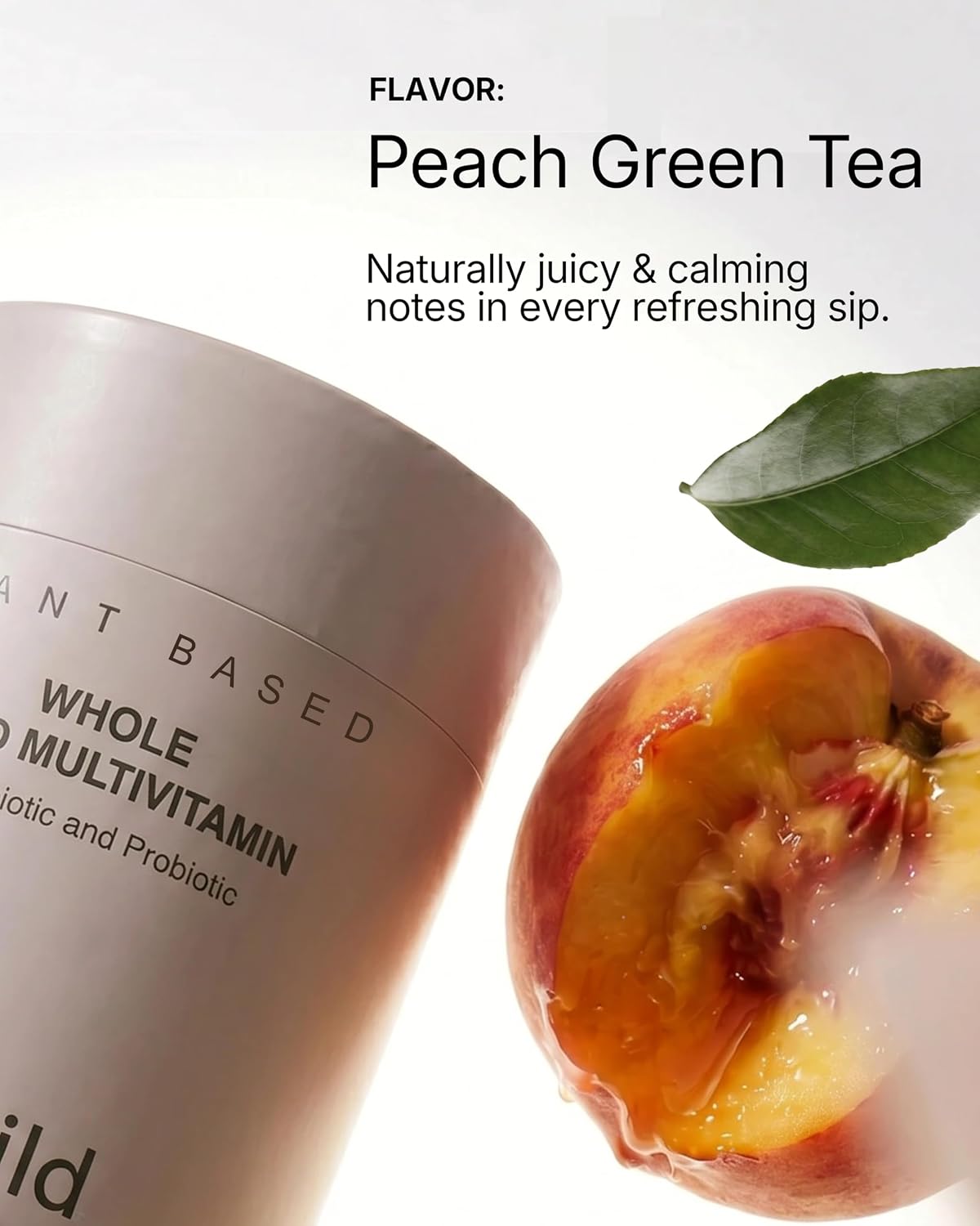 B.WILD Plant-Based Multivitamin Superfood Drink Mix – Peach Green Tea – 30 Servings – Vegan, Gluten-free - görsel 5