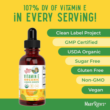 MaryRuth Organics USDA Organic Vitamin E Liquid Drops - 59 ml, 30 Servings