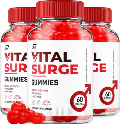 Vital Surge Gummies – ACV Advanced Gummy Apple Cider Vinegar 1000mg, Vitamin B12 (3 Pack, 180 Gummies)