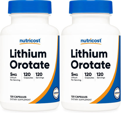 Nutricost Lithium Orotate 5mg, 120 Vegetarian Capsules