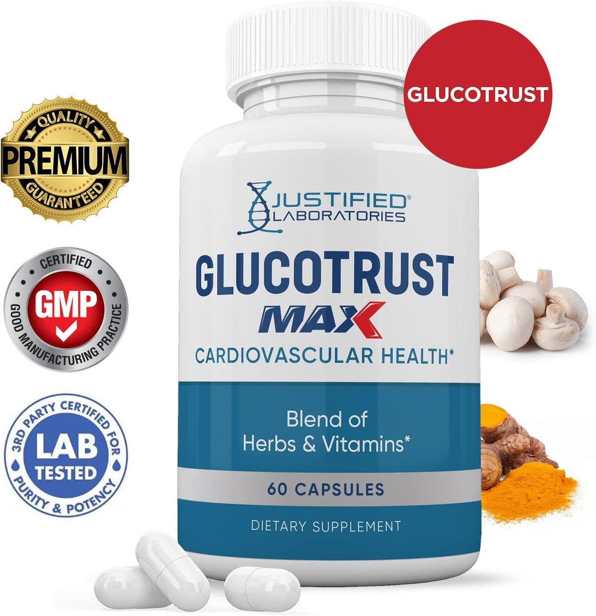 Justified Laboratories Glucotrust Max 1295mg Formula – Blood Sugar Support Supplement, 300 Capsules - görsel 3