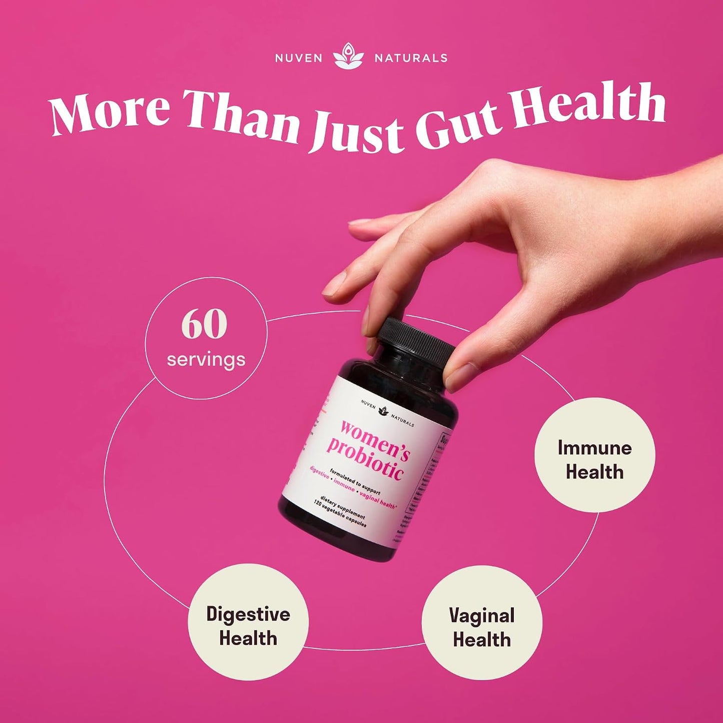 3-in-1 Women's Probiotic - 60 Capsules - 12 Unique Strains, Prebiotics, D-Mannose & Cranberry for Digestive, Vaginal & Immune Health - görsel 6