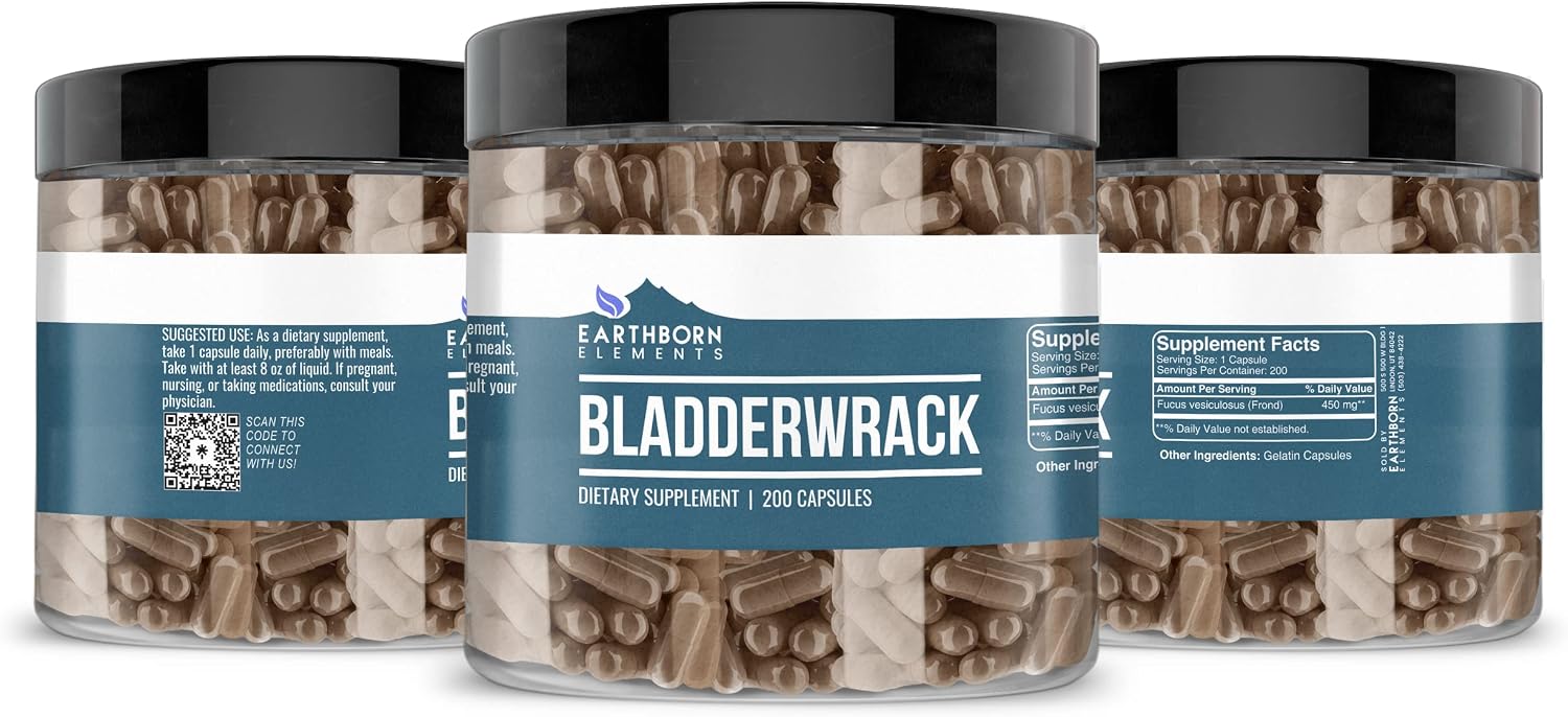 Earthborn Elements Bladderwrack 200 Capsules, Pure & Undiluted, No Additives - görsel 4