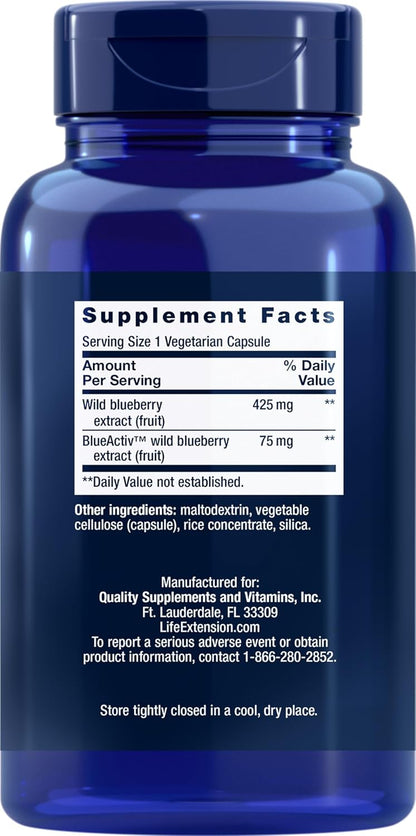Life Extension Blueberry Extract, 60 Vegetarian Capsules (Pack of 2)