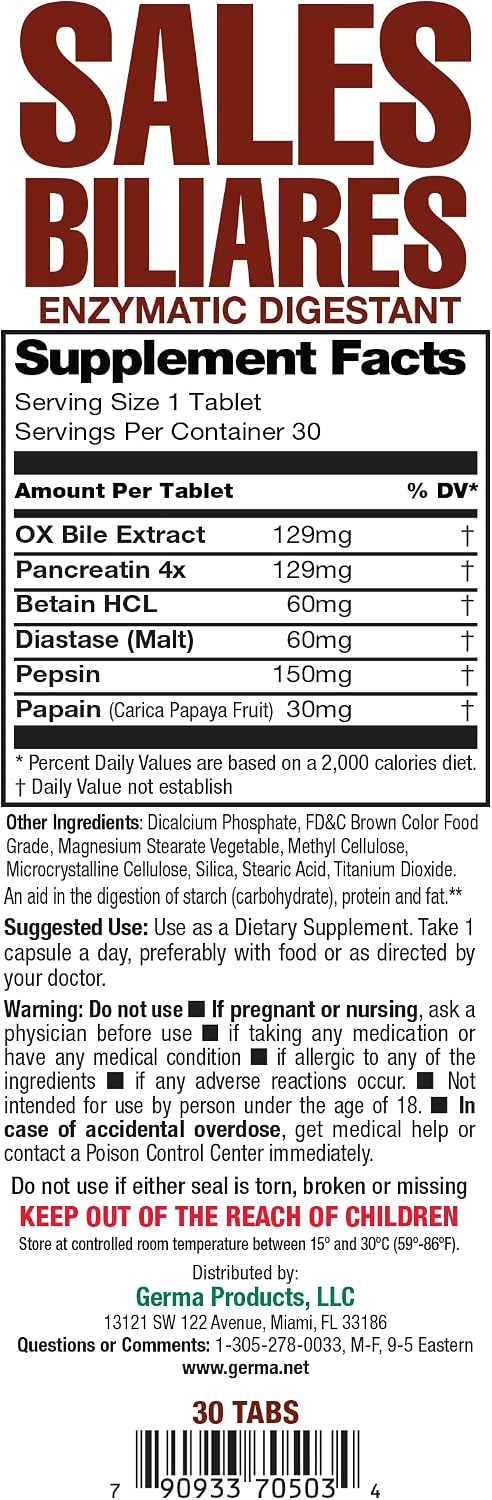 Germa Bile Salts Natural Food Supplement – Liver Support, 30 Tablets - görsel 9