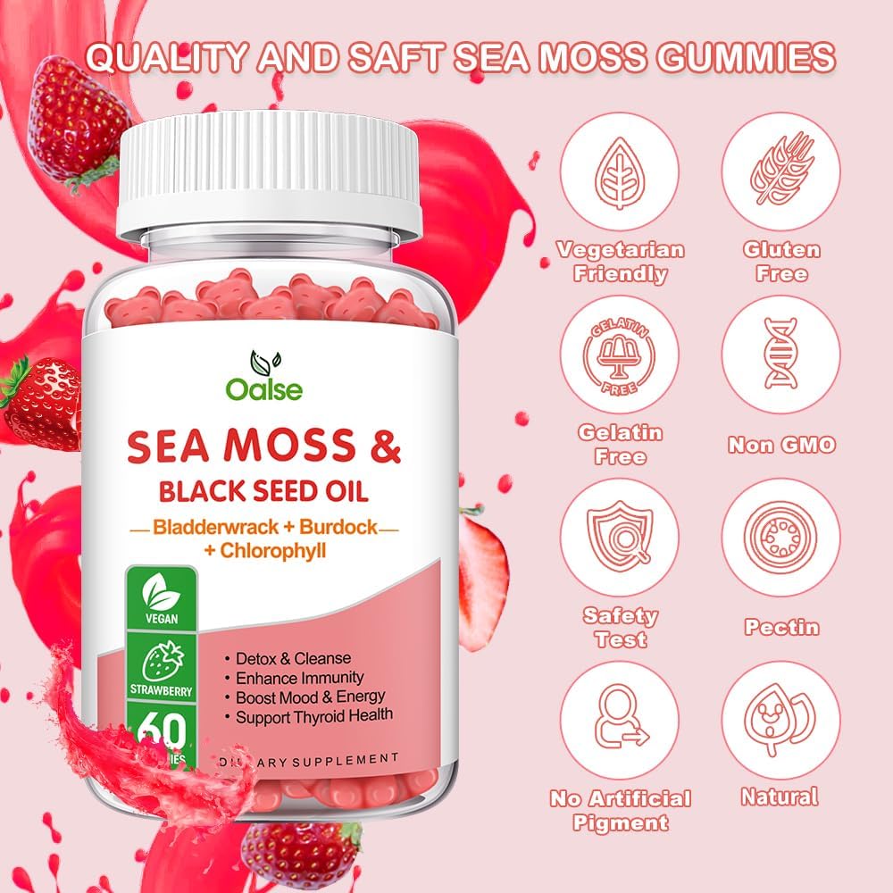 OALSE Sea Moss Gummies - 8-in-1 Advanced Formula for Immune Support & Energy (1-Pack) - görsel 4