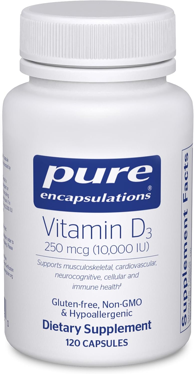 Pure Encapsulations Vitamin D3 250 µg (10,000 IU) – 120 Capsules - görsel 1