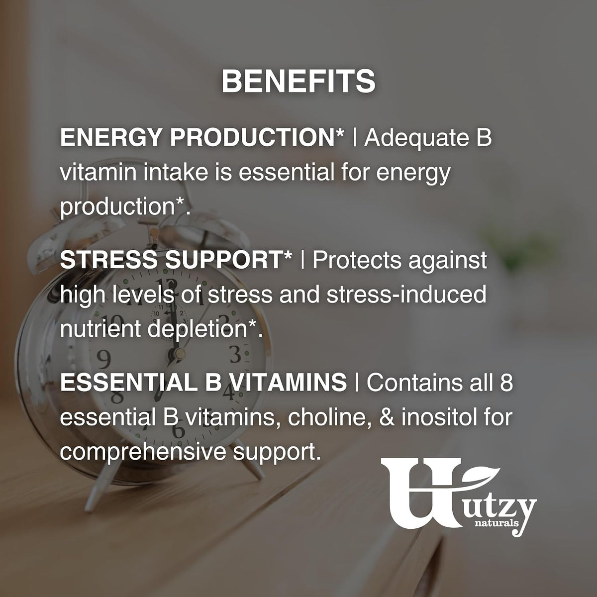 Utzy Naturals Vitamin B Complex | Contains All 8 Essential B Vitamins | with Choline and Inositol | 60 Capsules - görsel 5