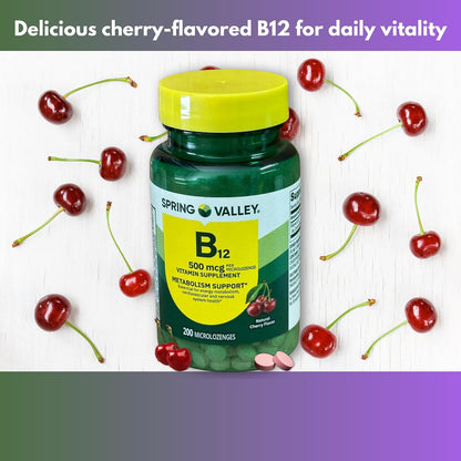 B12 500 mcg Sublingual Cherry Flavour Microlozenges (Pack of 3)