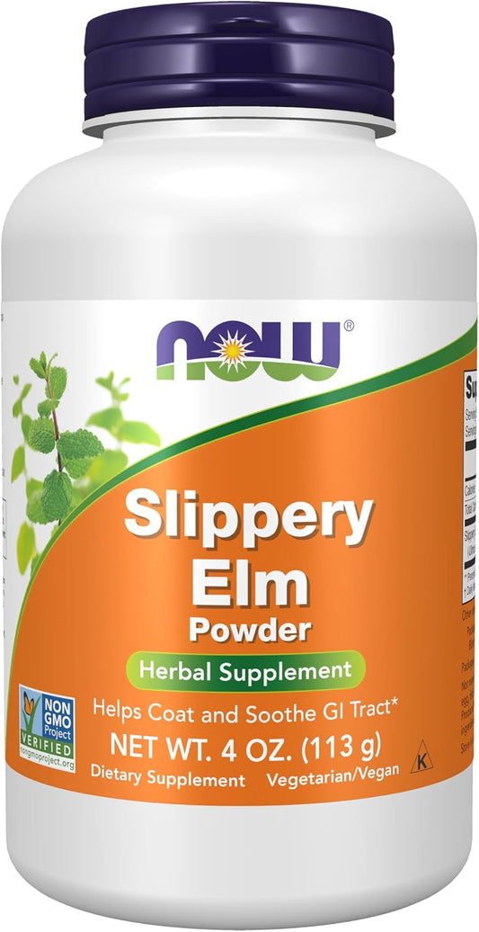 NOW Foods Slippery Elm Powder (Ulmus rubra), Non-GM, 113 g