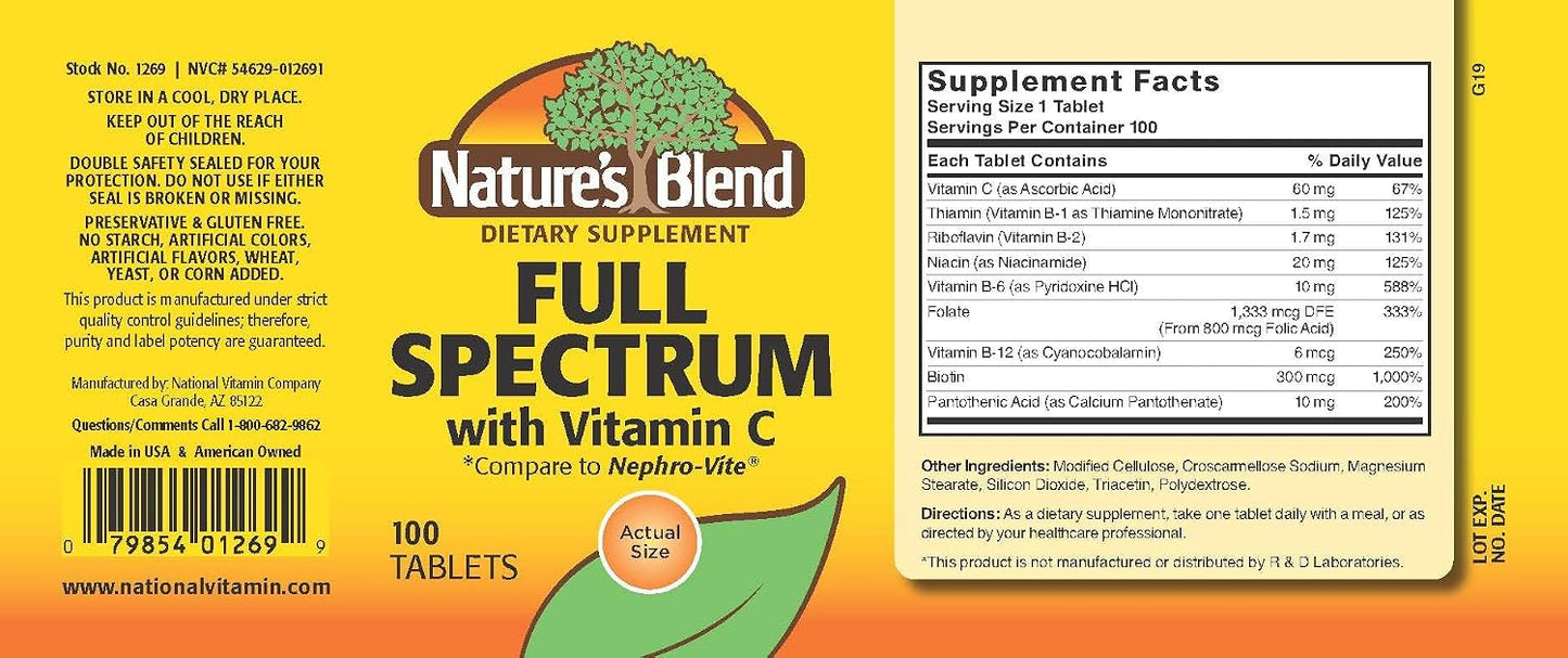 Nature's Blend Full Spectrum B with Vitamin C Powder, 100 Servings - görsel 2