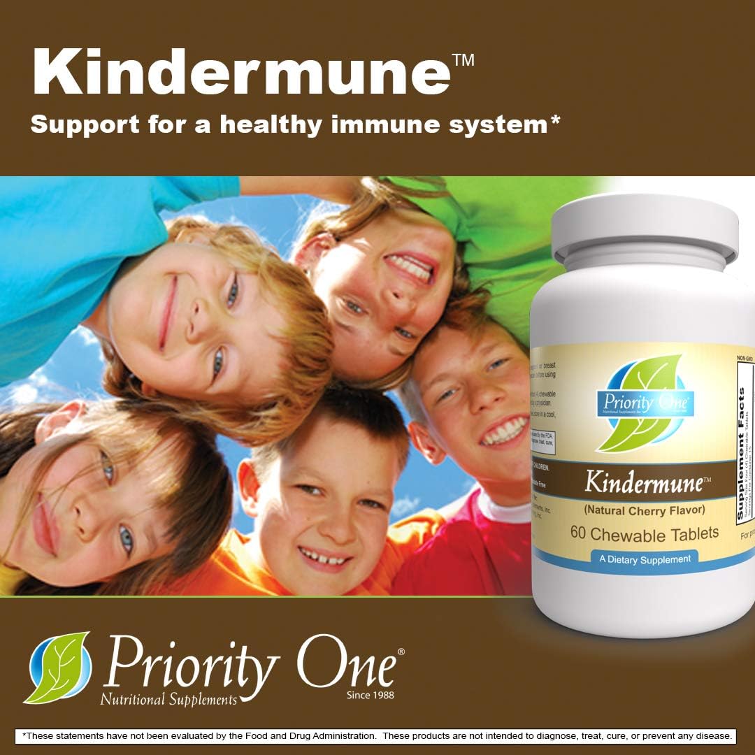 Priority One Vitamins Kindermune Immune Support Chewable Tablets - Natural Cherry Flavour - görsel 6