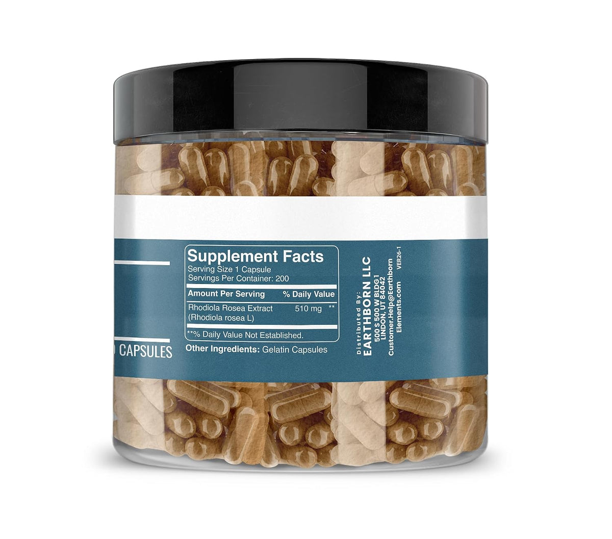 Earthborn Elements Rhodiola Rosea Root Extract 200 Capsules, Pure & Undiluted, No Additives - görsel 2