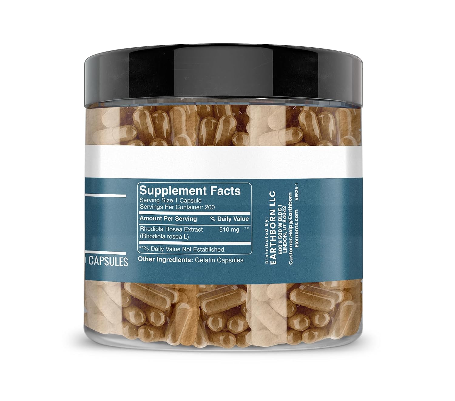 Earthborn Elements Rhodiola Rosea Root Extract 200 Capsules, Pure & Undiluted, No Additives - görsel 2