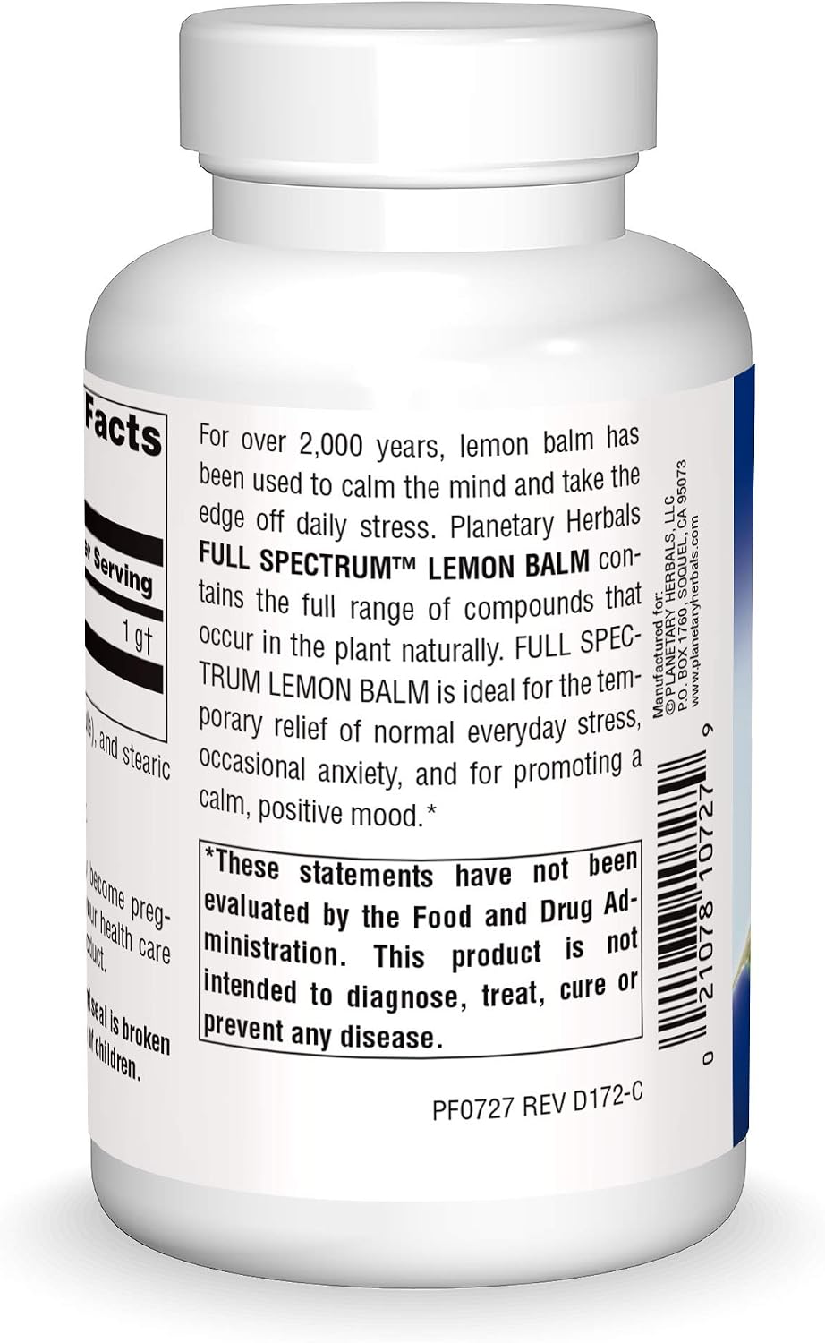 Planetary Herbals Lemon Balm Full Spectrum 500mg, Natural Calm and Rest, 120 Capsules | Natural Support for Calm and Restfulness - görsel 2