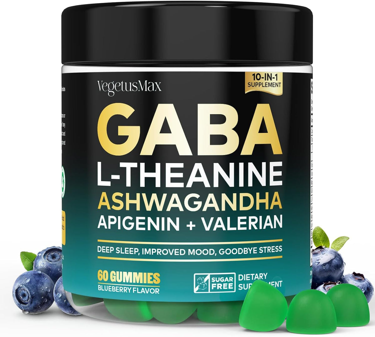 GABA Gummies 500mg for Stress Support, Relaxation, Melatonin-Free Calm Gummies with L-Theanine, Ashwagandha, Magnesium & Valerian Root – 60 Count - görsel 1