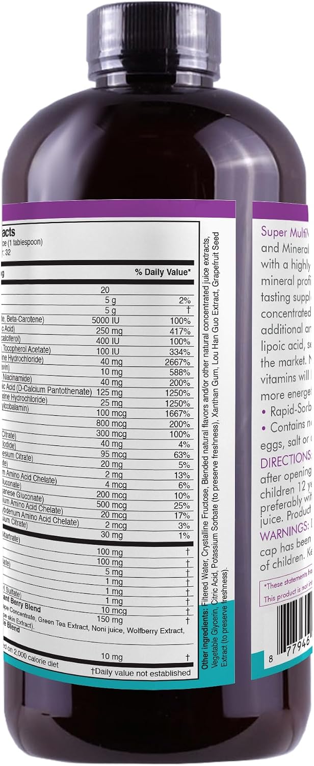 Life Solutions Super Multivitamins and Minerals - High Potency Liquid Vitamins, 946 ml - görsel 5
