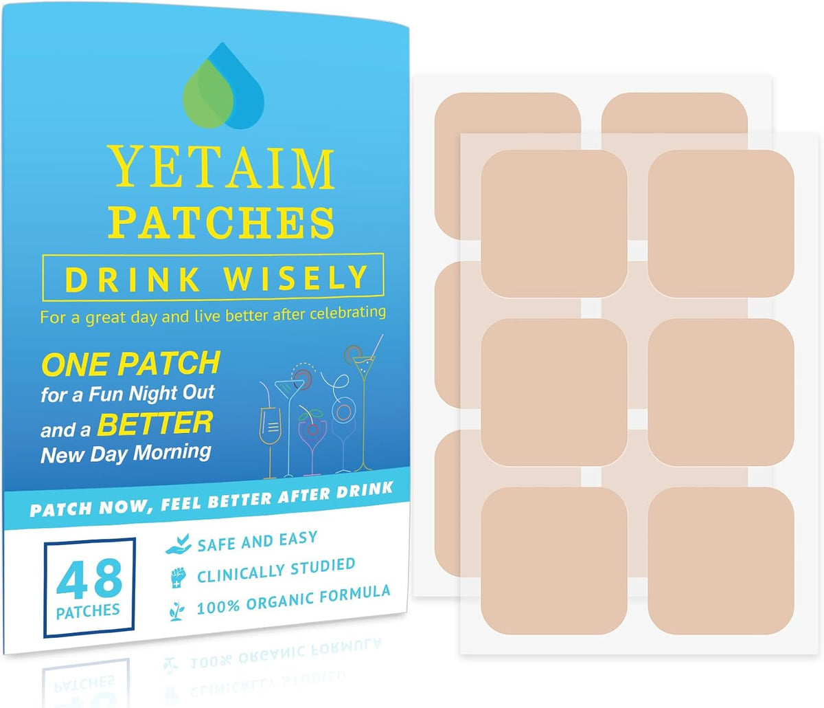 YETAIM Recovery Patches, 48 Pack, Energy Boost & Fast Recovery – Clear Blue - görsel 1