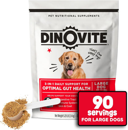 Dinovite Probiotics for Dogs – Probiotic Powder Meal Topper for Small Dogs (0.5-8 kg), Digestive Health & Coat Support with Omega-3s, 90 Servings