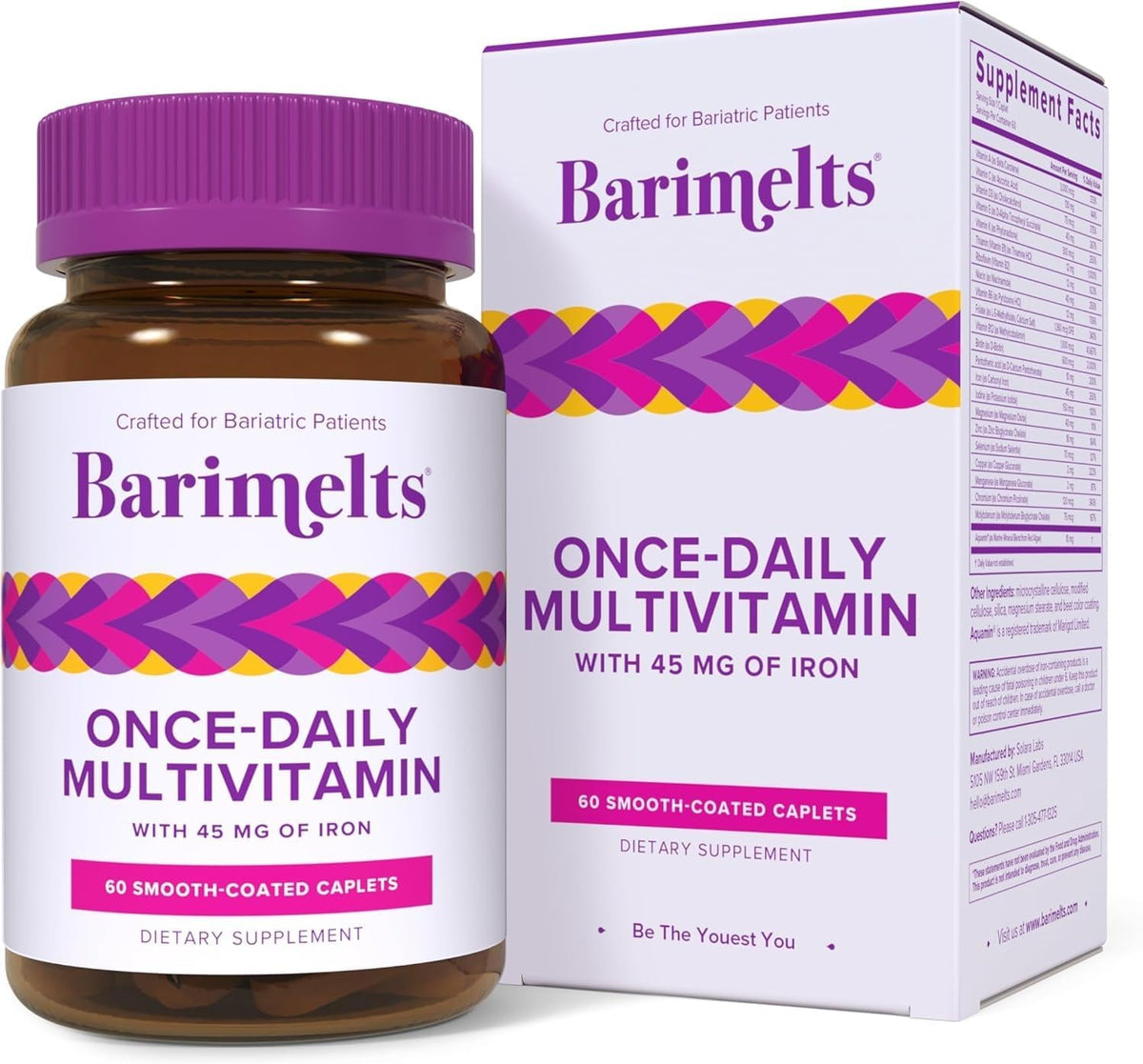 BariMelts Once Daily Bariatric Multivitamin with Iron - 60 Easy-Swallow Caplets (2-Month Supply) - görsel 1