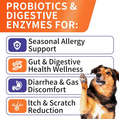 HEYISME Probiotics for Dogs - Support Gut Health, Itchy Skin, Yeast Balance, Immunity - Chicken-Flavoured, 120 Chews