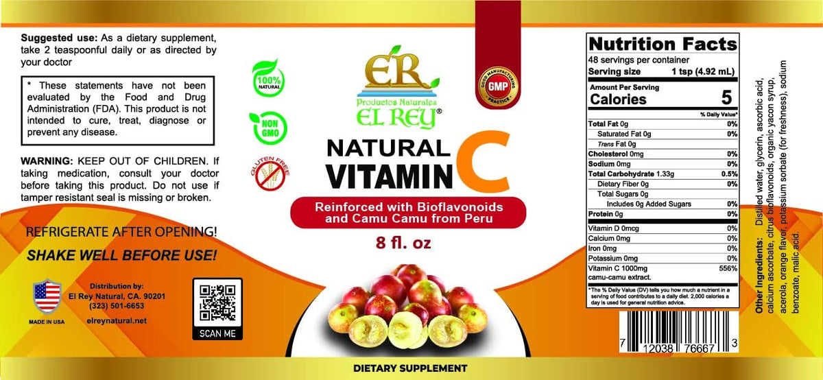 El Rey Vitamina C Reinforced with Bioflavonoids & Camu Camu from Peru (Liquid) - görsel 2